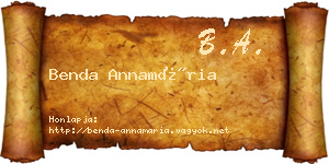Benda Annamária névjegykártya
