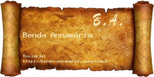 Benda Annamária névjegykártya